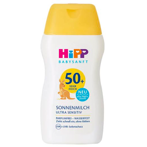HiPP Baby Sunscreen SPF 50+ Soft Free of essential oils perfume parafin oil Skin friendly protection against uva uvb rays