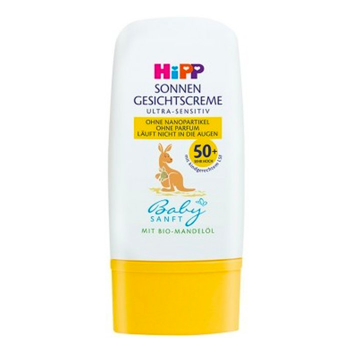 HiPP Baby Sun Face Cream SPF 50+ Effective protection against UVA + UVB Rays Child-Friendly Sun Protection Factor 50+ Waterproof without sticking Easy to spread and leaves no white film Doesn't get in the eyes In a handy format Ideal for on the road