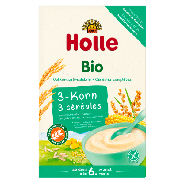 Holle Organic Baby Corn and Tapioca Milk Porridge Cereal From 6 months onwards Whole grain - easy to digest Milk free Easy preparation No steroids, hormones, antibiotics or GMO ingredients No added sugar, egg or preservatives