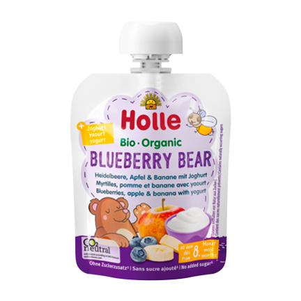 Holle Organic Pouchy Blueberry Bear blueberries apple banana with yogurt baby snack