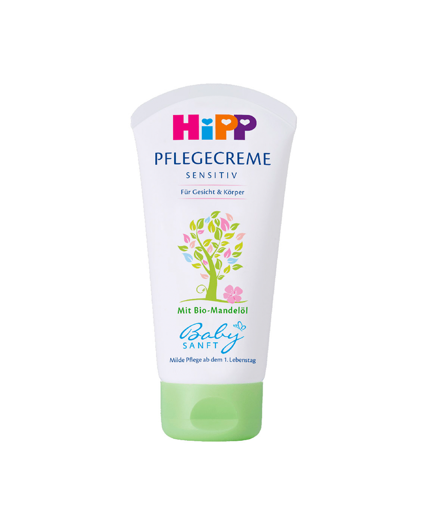 HiPP Pflegecreme Baby Moisturizer cream natural high quality organic almond oil absorbs skin soft baby nourishing face body minimizes allergy risk long lasting