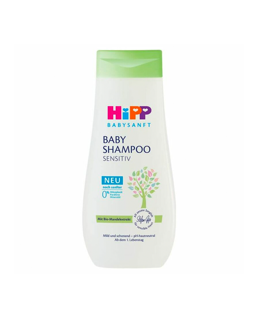 HiPP Baby Shampoo from birth ideal for adults sensitive skin scalp from drying gentle cleanses fine hair dermatologically confirmed