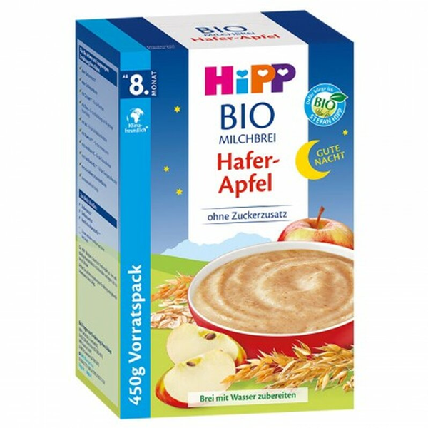 HiPP Organic Good Night Oat Apple Milk Porridge Cereal wholegrain easy to digest milk free no added sugar