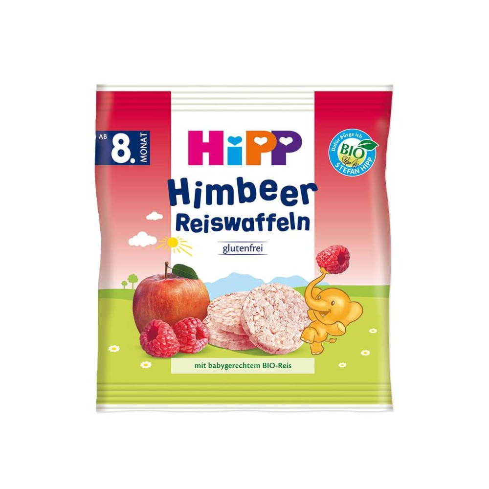 HiPP Organic Baby Raspberry Rice Cakes, No Added Sugar Baby Snacks, Healthy Baby Snacks, Baby Food On The Go