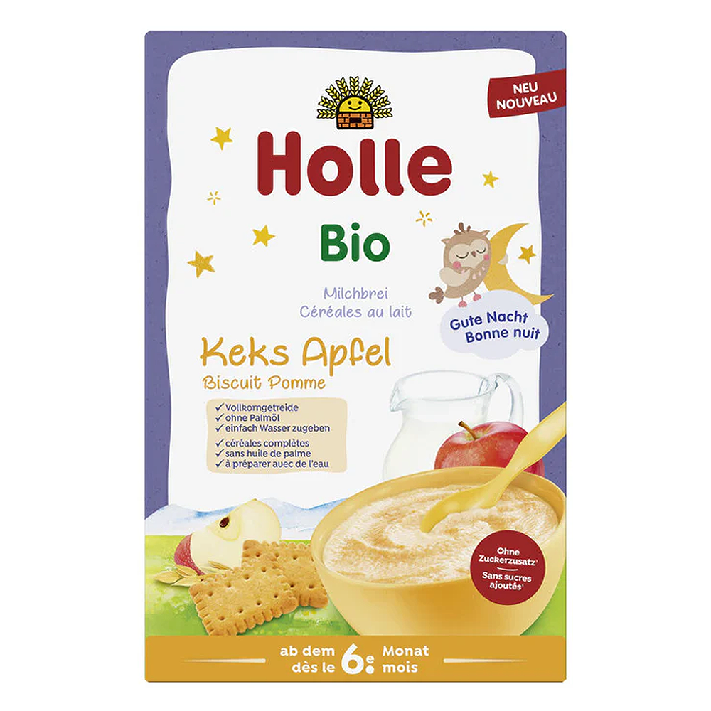 Holle Good Night Organic Cereal Biscuit and Apple Porridge From 6 Months Baby Food Fruity Tasty Nutritious Meal