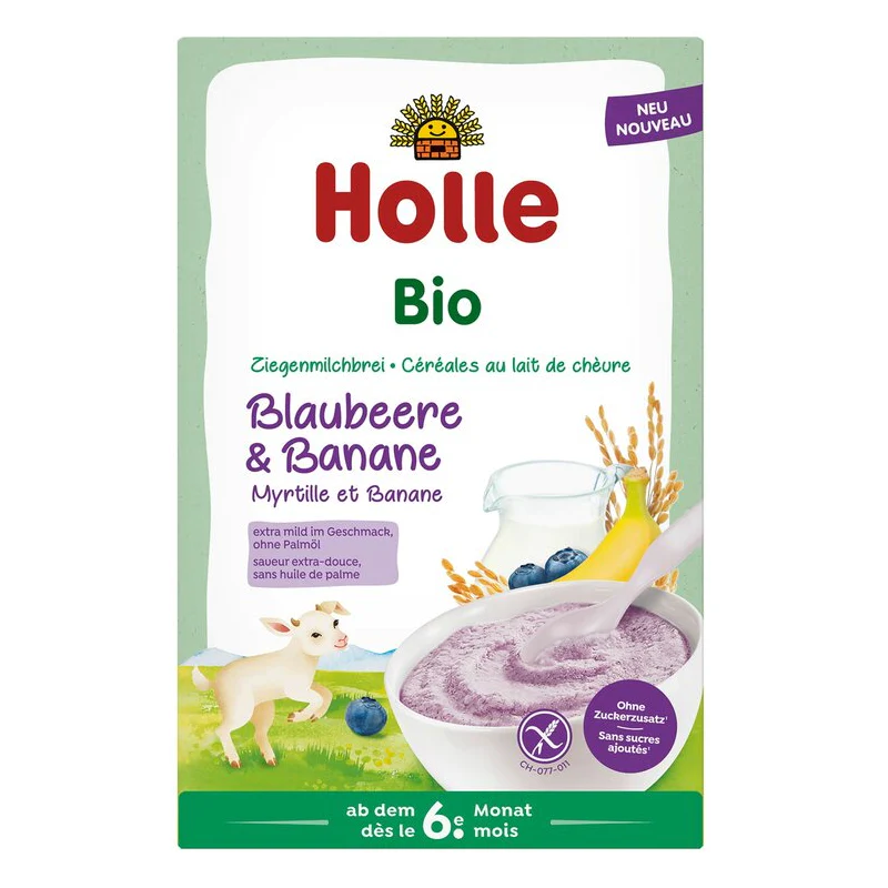 Holle Organic Goat Milk Porridge with Blueberry & Banana 6 Months + Baby Food