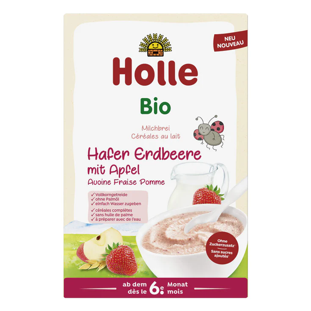 Holle Organic Cereal Oat Milk Strawberry and Apple Porridge From 6 Months Baby Food Fruity Tasty Nutritious Meal