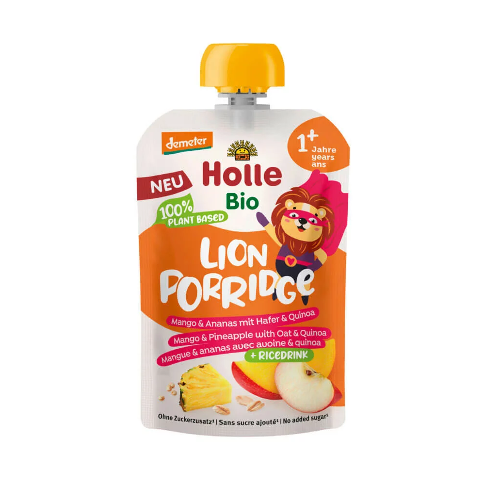 Holle Organic Baby Pouchy Lion Porridge, Organic Baby Food Pouches, No Added Sugar Baby Snacks, Healthy Baby Snacks, Natural Fruit Pouches, Baby Food On The Go