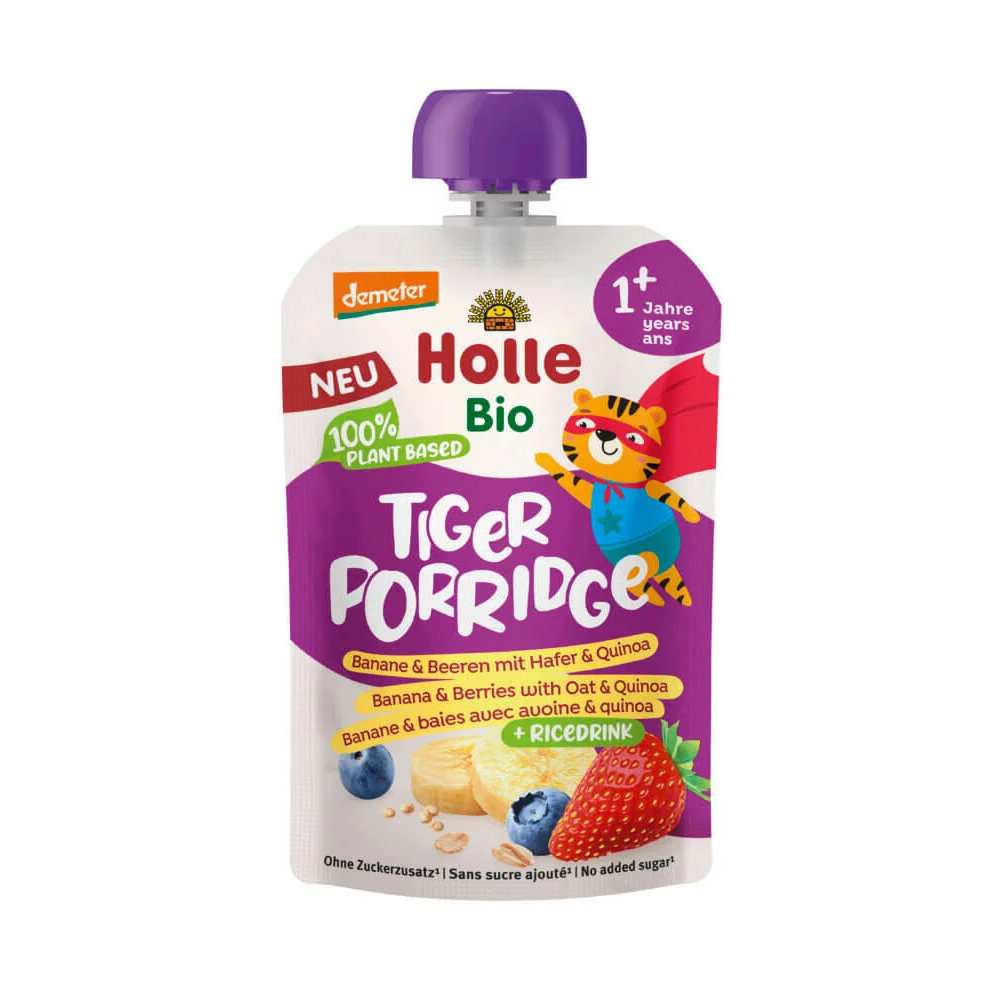 Holle Organic Baby Pouchy Tiger Porridge, Organic Baby Food Pouches, No Added Sugar Baby Snacks, Healthy Baby Snacks, Natural Fruit Pouches, Baby Food On The Go