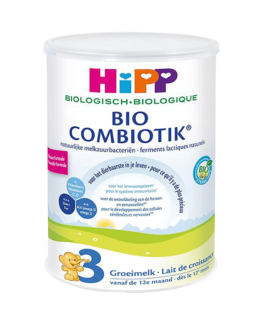 HiPP Dutch Stage 3 Combiotik Organic Infant Milk Formula skim no starch gluten maltodextrin includes prebiotics probiotics omega 3 6 dha essentail vitamins nutrients certified european standards