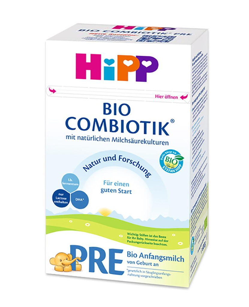 HiPP Dutch Stage Pre Combiotik Organic Infant Milk Formula skim no starch gluten maltodextrin includes prebiotics probiotics omega 3 6 dha essentail vitamins nutrients certified european standards