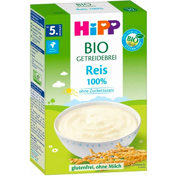 HiPP Organic Reis Rice Milk Porridge Cereal wholegrain easy to digest milk free no added sugar