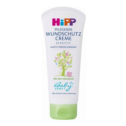HiPP Wound Protection Cream protects the sensitive skin diaper area valuable organic almond oil, linseed oil and natural wool wax suitable from birth and whole family