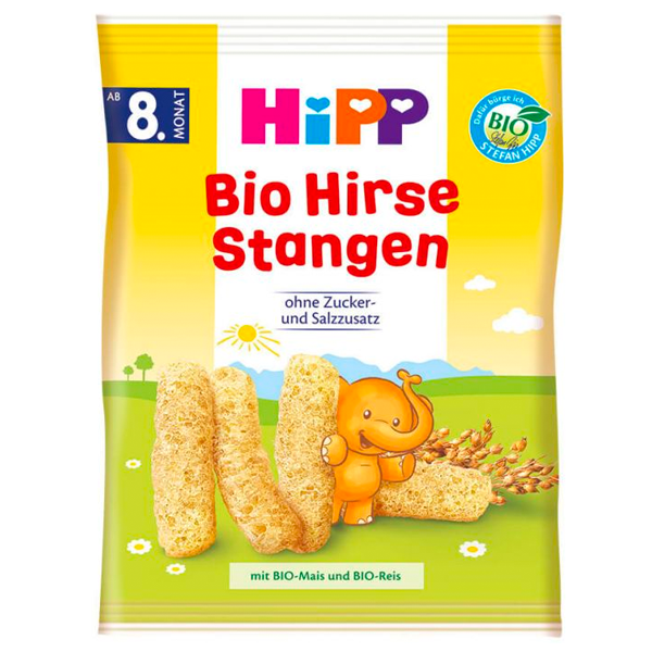 HiPP Organic Crunchy Baby Snack Millet Sticks Gluten Free No sugar salt puffed rice natural taste cereal