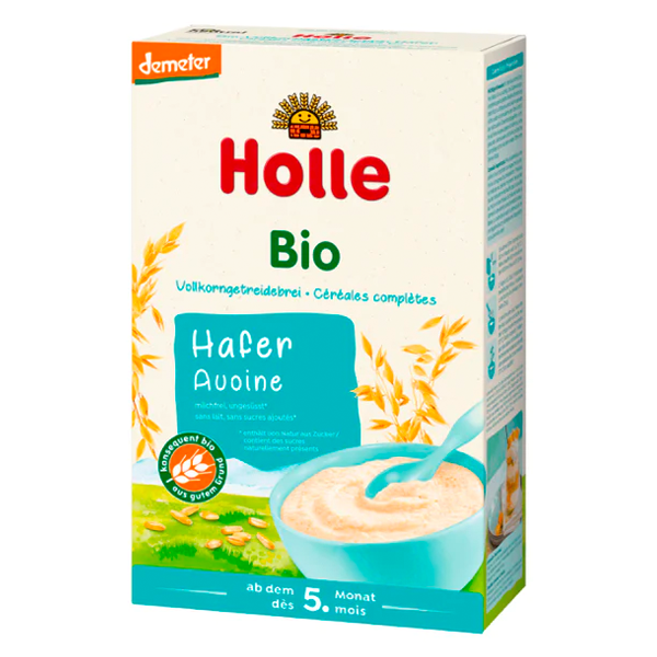 Holle Organic Wholegrain Oats Milk Porridge Cereal wholegrain easy to digest milk free no added sugar egg or preservatives steroids hormones antibiotics no gmo ingredients