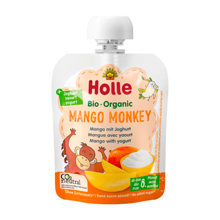 Holle Organic Pouchy Mango Monkey Mango with yogurt baby snack