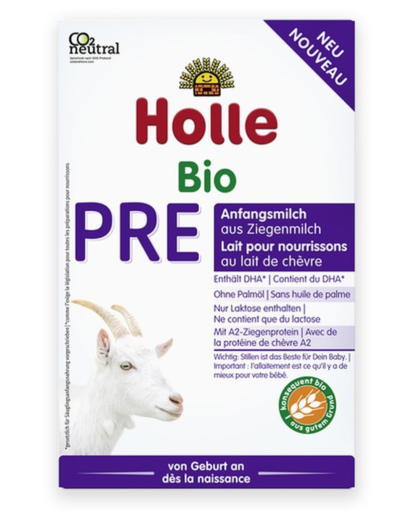 Holle Stage Pre European Formula Goat Milk Organic Infant Formula with DHA 400g Baby Gluten Free GMO Free Vitamin A C D healthy immune system nutrients from birth organic no soy