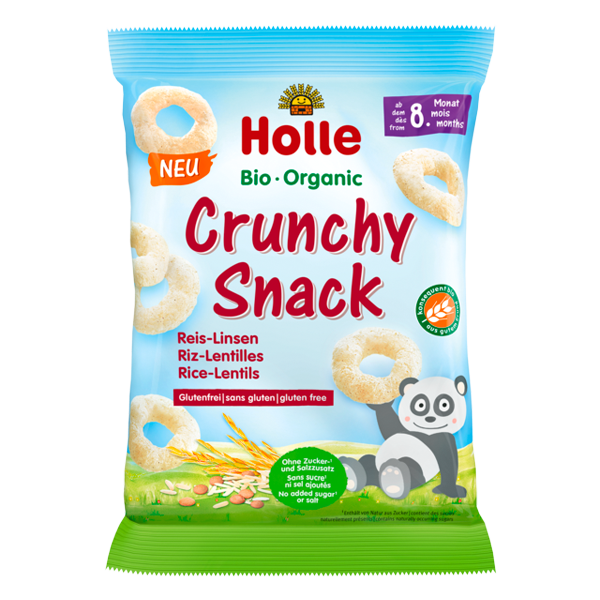 Holle Organic Crunchy Snack Rice-Lentils Gluten Free Cereal Snack ideal meal baby fluffy puffs