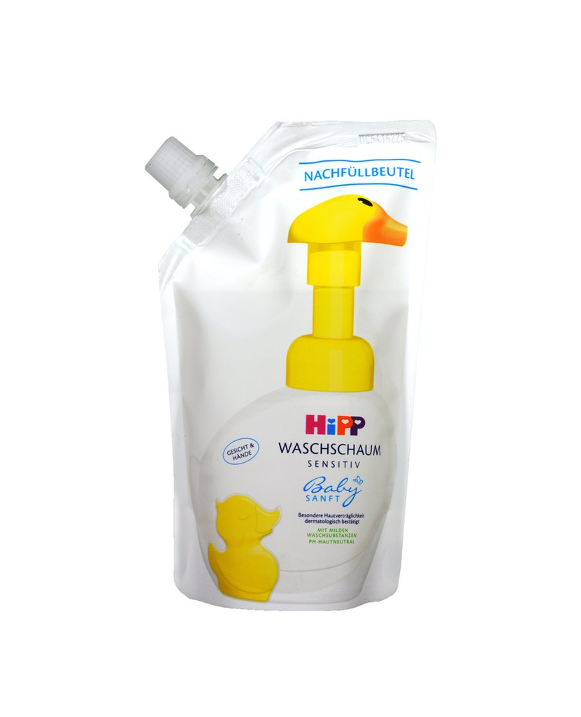 HiPP baby soft sensitive wash foam refill for face and hands skin friendly gently cleanses skin